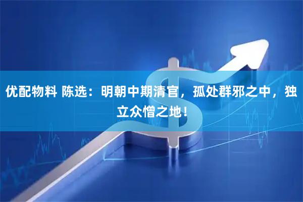 优配物料 陈选：明朝中期清官，孤处群邪之中，独立众憎之地！